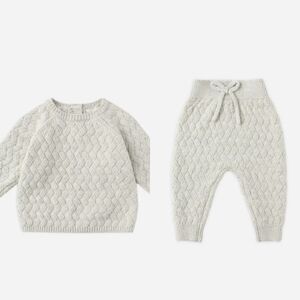 Quincy Mae Heathered Blue Knit Outfit